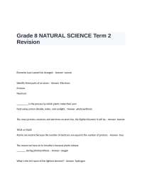 Grade 8 NATURAL SCIENCE Term 2 Revision Questions and Answers