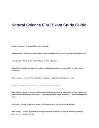 Natural Science Final Exam Study Guide