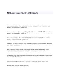 Natural Science Final Exam Questions and Answers