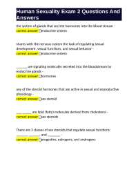 Human Sexuality Exam 2 Questions and Answers