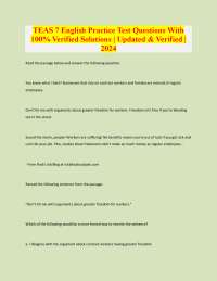 TEAS 7 English Practice Test Questions With 100% Verified Solutions | Updated & Verified |