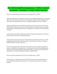 Assisted Living Facility (ALF) Training and Staffing Requirements