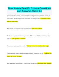 New Jersey Boat Ed Course Questions and Answers