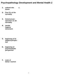 Psychological Disorders and Treatments