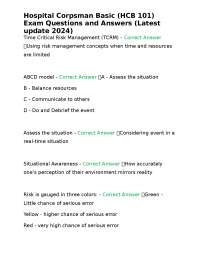 Time Critical Risk Management (TCRM) - Exam Questions and Answers