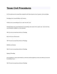Texas Rules of Civil Procedure (TRCP) - General Rules of Pleading and Discovery