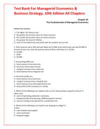 Test Bank For Managerial Economics & Business Strategy, 10th Edition All Chapters 2024