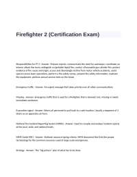 Firefighter 2 Certification Exam Questions and Answers