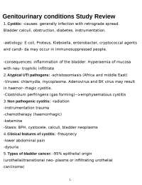 Genitourinary Pathology: Cystitis, Bladder Cancer, and Prostate Disorders