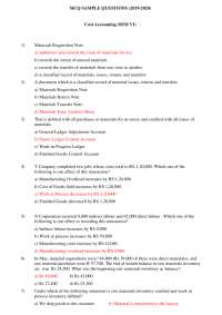 Cost Accounting MCQ Sample Questions (SEM VI) - Prof. Kidunda