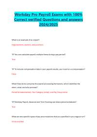 Workday Pro Payroll Exams with 100% Correct verified Questions and answers 2024/2025