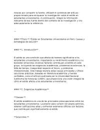 Estrés en Estudiantes Universitarios en Perú: Causas y Estrategias de Solución