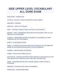 ISEE UPPER LEVEL VOCABULARY ALL DONE EXAM