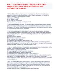 TNCC TRAUMA NURSING CORE COURSE 20TH EDITION ENA TEST BANK QUESTIONS AND ANSWERS GRADED A+