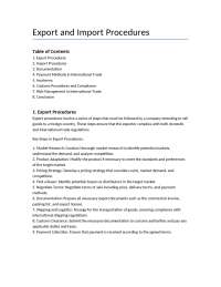 Export and Import Procedures in International Trade