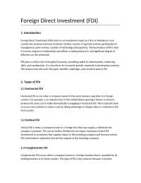 Foreign Direct Investment (FDI): Opportunities and Challenges in the Global Economy