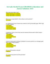 Servsafe Alcohol Exam: Questions and Answer Solutions