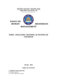 Analyzing Training Activities of Vingroup