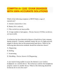COMPTIA A+ 1102  EXAM 2024/2025 WITH 100% ACCURATE SOLUTIONS