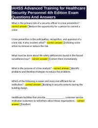 IAHSS Advanced Training for Healthcare Security Personnel 4th Edition Exam Questions And A