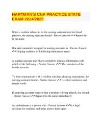 Hartman's CNA Practice State Exam 2024/2025