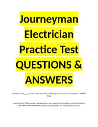Journeyman Electrician Practice Test QUESTIONS & ANSWERS