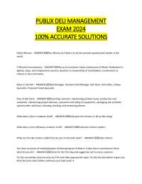 PUBLIX DELI MANAGEMENT EXAM 2024 100% ACCURATE SOLUTIONS
