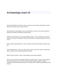 Archaeology Exam Questions and Correct Solutions
