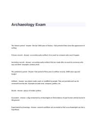 Archaeology Exam: Exploring the Past through Material Culture