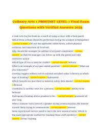 Culinary Arts 1 PROSTART LEVEL 1 Final Exam Questions with Verified Answers 2025