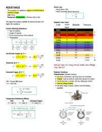 Resistance and Electrical Properties