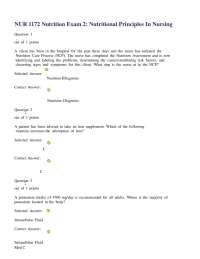 Nutrition Exam 2: Nutritional Principles In Nursing