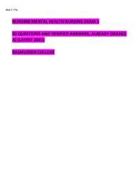 Mental Health Nursing Exam 3