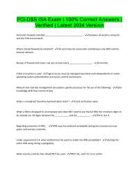 PCI-DSS ISA Exam | 100% Correct Answers | Verified | Latest 2024 Version