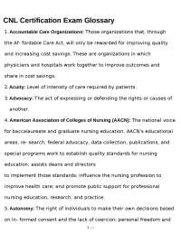 CNL Certification Exam Glossary