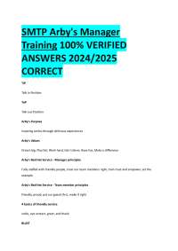 SMTP Arby's Manager  Training 100% VERIFIED  ANSWERS 2024/2025  CORRECT