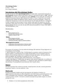 Appunti di Microbiologia Medica 2024, Prof. Giorgio Gallinella - Biologia della Salute