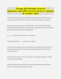 Portage Microbiology Exam #6 |Questions with 100% Correct Answers | Updated & Verified | 2