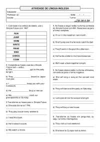 Atividade de ingles para estudantes.