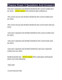Finance Exam 3 Questions and Answers