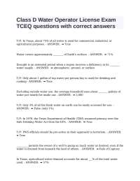 Class D Water Operator License Exam - TCEQ Questions and Answers