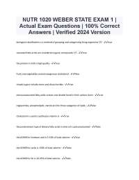 NUTR 1020 WEBER STATE EXAM 1 - Actual Exam Questions and Answers