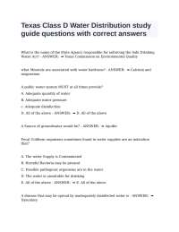 Texas Class D Water Distribution Study Guide