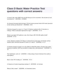 Class D Basic Water Practice Test Questions with Answers