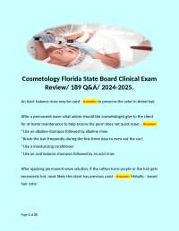 Cosmetology Florida State Board Clinical Exam Review/ 189 Q&A/ 2024-2025