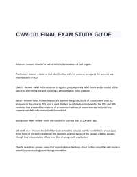 CWV-101 FINAL EXAM STUDY GUIDE QUESTIONS AND ANSWERS