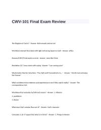 Christian Worldview Final Exam Review