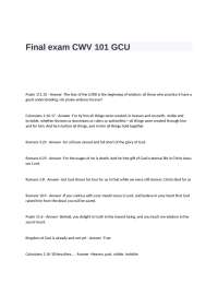 Final Exam  Questions and Answers -CWV 101 GCU