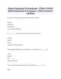 Basic Appraisal Procedures - FINAL EXAM 2024 Questions & Answers | 100% Correct | Verified