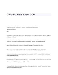 CWV-101 Final Exam GCU Questions and Answers